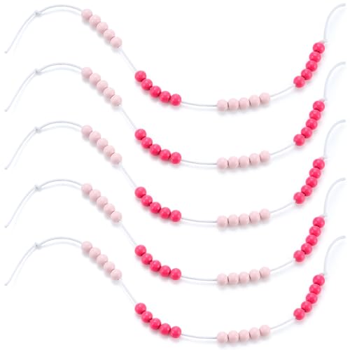 Geosar 5 Pezzi Catena di Calcolo per Studenti 20 Perline di Conteggio con Corda Regali per Primo Giorno di Scuola Catena Aritmetica per Scuola Primaria(Rosa rossa, rosa)
