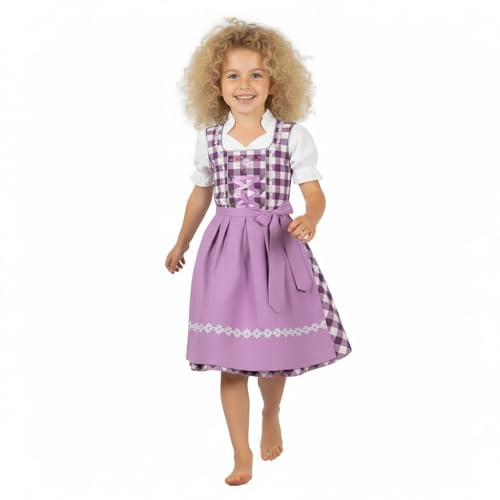 Kiddy Tracht 3tlg. Mädchen Dirndl Kinder Kleid kariert KD-135/152