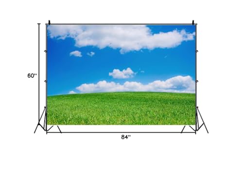 Fondo fotográfico verde 7x5 pies con nubes blancas y cielo azul miniatura 6
