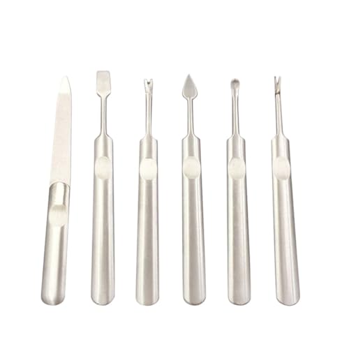 TOVINANNA 1Set Stainless Steel Nail Art Tool Nail Push Dead Skin Fork Ear Picks and More for Professional and Personal Use Durable Manicure Tools for Nails and Ears Silver