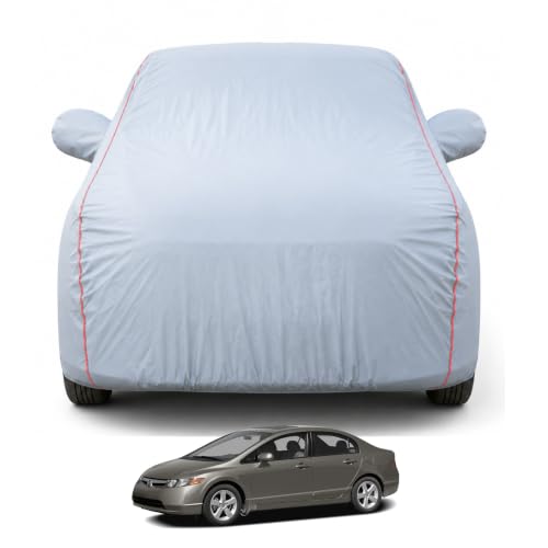 Image of Premium Car Cover for Civic 2008-2017 Models | Waterproof, UV & Dust Protection | Mirror & Antenna Pocket | Triple Stitched, Soft Inner Lining, Belt & Buckle (Dark Grey)