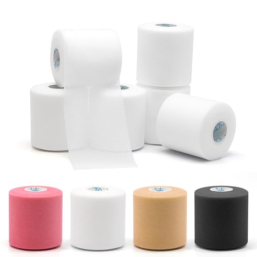 Image of OK TAPE Pre Wrap Tape (6-Rolls, 12 Yds) - Athletic Foam Underwrap for Sports, Protect for Ankles Wrists Hands and Knees, 2.75 Inches - White