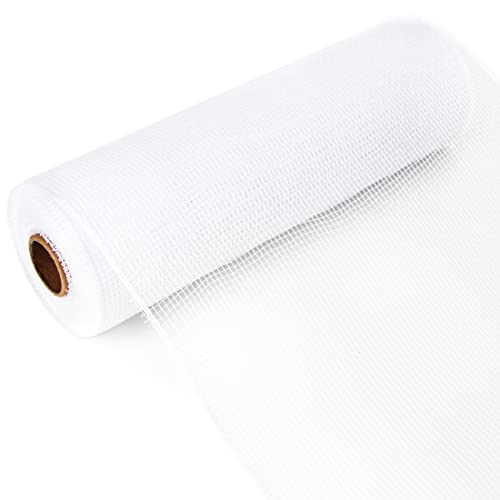 Ribbli White Mesh Ribbon for Wreath 10 inch x 30 feet(10Yard) Christmas Ribbon for Wreath Swags and Christmas Tree Decoration (Non-Metallic)