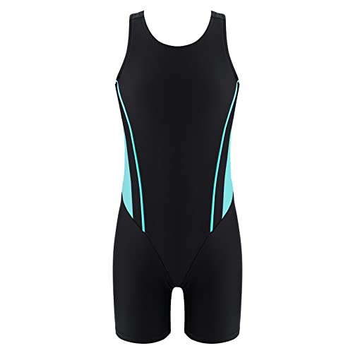 Choomomo Mädchen Badeanzug mit Bein Bademode Einteiliger Schwimmanzug Kinder Schnelltrocknen Badebekleidung Wassersport Fitness Sportbadeanzug Grün & Schwarz 134-140 Cover
