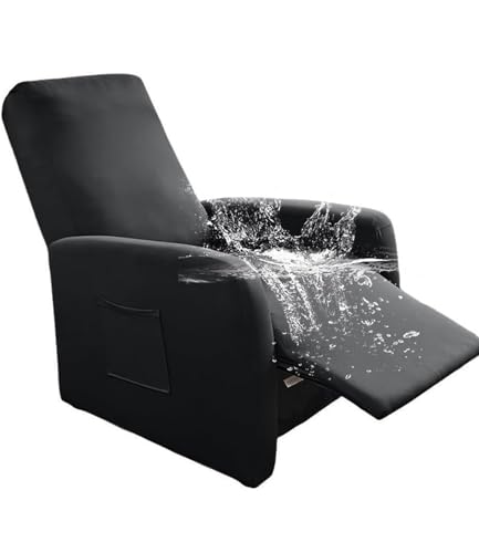 Highdi Sesselbezug für Relaxsessel 1 Sitzer, 4-Teilig All-Inclusive Stretch Relaxsessel Sesselbezug Wasserdicht, Dunkelgrau Sesselschoner mit Taschen für Recliner Fernsehsessel