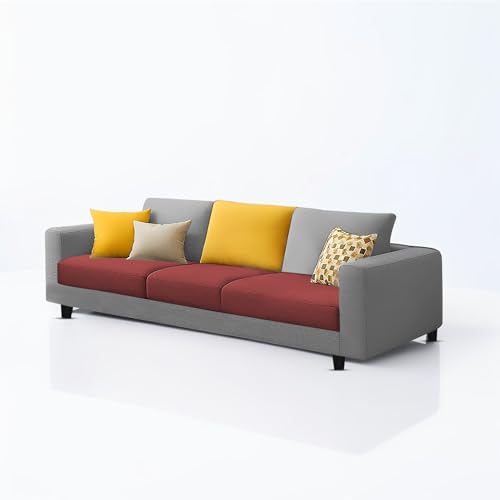 Image of Galib 3+2 Seater Sofa Set for Living Room (Maroon Grey Fabric) Premium Fabric Sofa Set