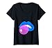 Damen Gumball Blue Lips Mund Bubble Gum Kiss Kauen Bubblegum T-Shirt mit V-Ausschnitt