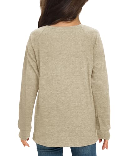 Girls Long Sleeve Shirts Casual Crewneck Ruffle Loose Tees Tops T-Shirt 9-14 Years3