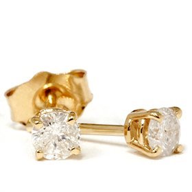 Pompeii 1/4ct Round Cut Diamond Studs Earrings 14K Gold