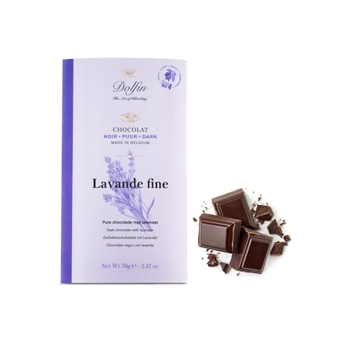 Dolfín® | 60% Chocolate Negro y Lavanda | Barra de Cacao 60% Flores Finas de Lavanda - 1 x 70 Gr