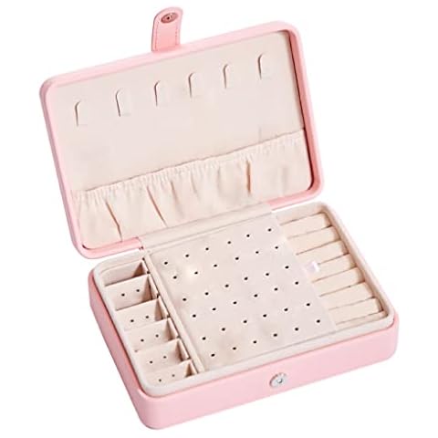 VENNSDIYU Jewellery Organizer Display Box Storage Double Layer Container Organization, Pink Cover