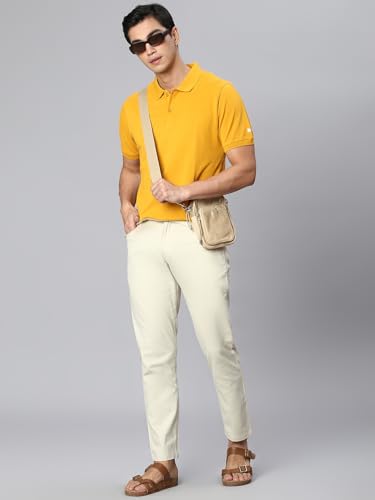 Image of Hubberholme Men's Tapered Fit Cotton Trousers, Ankle Length Button Closure Chinos