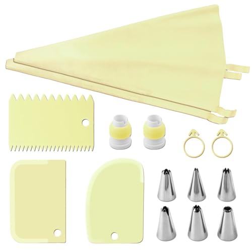 Juego de mangas pasteleras y boquillas, juego de 15 mangas pasteleras reutilizables, seguras y fáciles de limpiar, juego de decoración de tartas para decoración de tartas