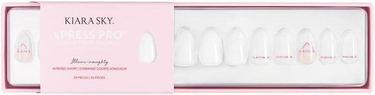 Kiara SkyPress On Nails | XPRESS PRO 100% Acrylic Nails | 30-Piece Kit Includes Nail Glue, Cuticle Pusher, File & Prep Pad | Almond Short - Illumi Naughty