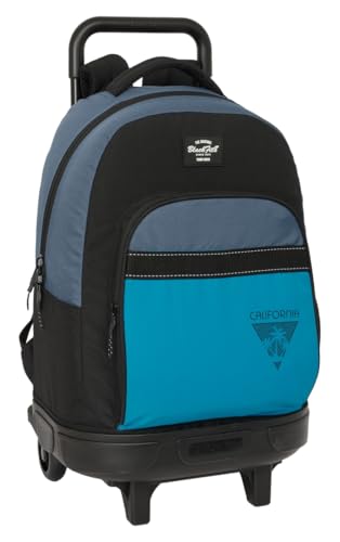 Safta BLACKFIT8 CalIFórNIA - Mochila grande com rodas, compacta, removível, ideal para crianças de diferentes idades, confortável e versátil, qualidade e resistência, 33 x 22 x 45 cm, preto/azul, M,