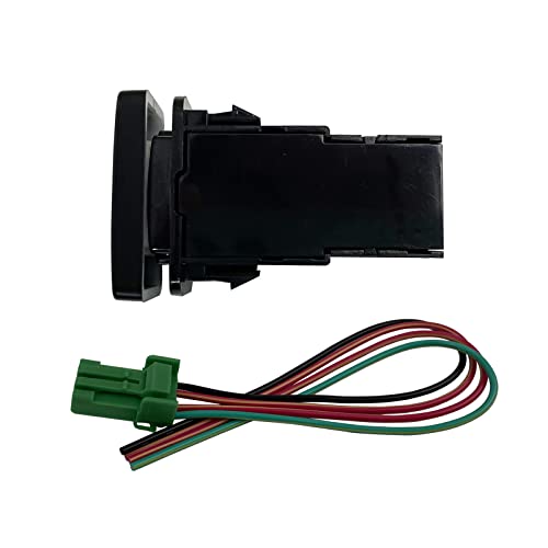 Image of Blue Led Rear Lights Push Button Switch for Toyota Sequoia Highlander Landcruiser Tacoma 4Runner Highlander 3Amp 12V Illuminated ON-Off SPST Button Switch with Wiring Connector