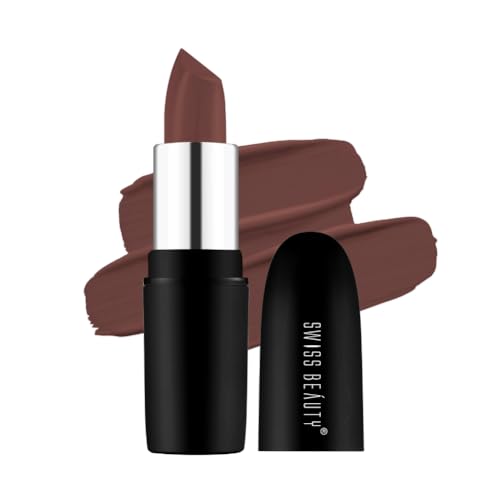 Image of Swiss Beauty Pure Matte Creamy Lipstick | Non-drying, Highly pigmented Lipstick | Shade- Espresso, 3.8gm|