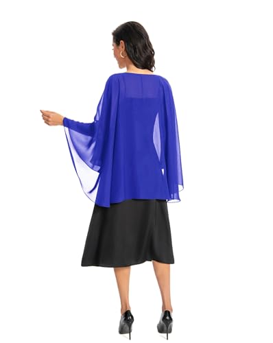 Image of Baoqiya Chiffon Capes Sheer Capelets Long Cape Poncho For Women Plus Size