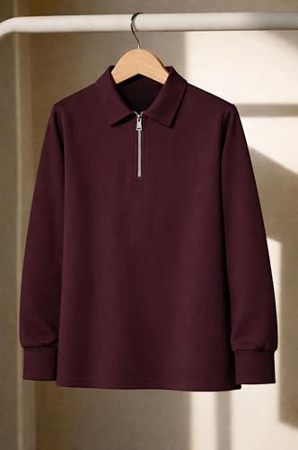 Image of Mack Jonney Men's Premium Ribbed Half-Zip Polo T-Shirt | Long Sleeve Soft Stretch Fabric | Stylish Casual & Smart Wear Top-M6814
