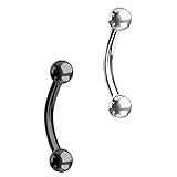 Forbidden Body Jewelry Surgical Steel Petite Belly Button Rings Curved Navel Barbell Set 14G 5/16 Inch 3mm End Balls (Black and Plain)