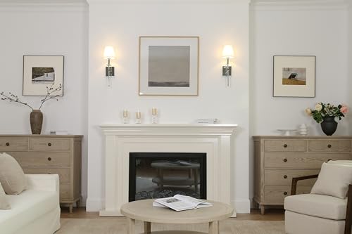 PERMO-Single-Classic-Rustic-Industrial-Wall-Sconce-Lighting-Fixture-with-Flared-White-Textile-Lamp-Shade-and-Antique-Brass-Tapered-Column-StandHardwiredE26-Base PERMO Single Classic Rustic Industrial Wall Sconce Lighting Fixture with Flared White Textile Lamp Shade and Antique Brass Tapered Column StandHardwiredE26 Base