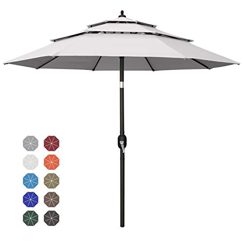 ABCCANOPY 11FT 3 Tiers Market Umbrella Patio Umbrella Outdoor Table Umbrella with Ventilation