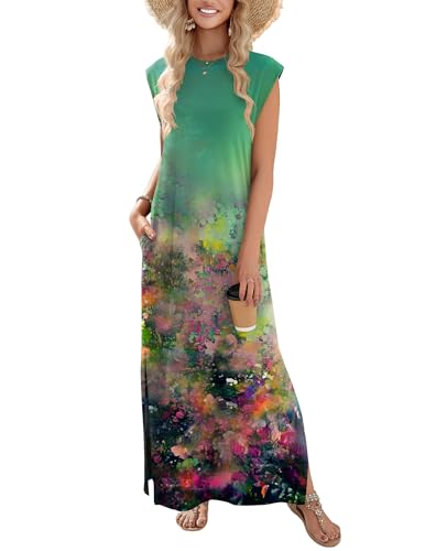 Image of Zeagoo Summer Dresses for Women 2026 Long Maxi Sundresses Loose Split Wrinkle-Free Beach Travel Vacation Clothes