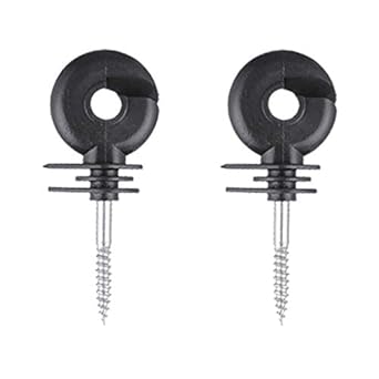 GGTYHAO 100PCS Black Electric Fence Insulators, Fence Ring Post Wood Post Insulator,Screw in Ring Insulators for Farm Animal Fencing (Grid System Accessories for Animal Husbandry Electronic) (100)