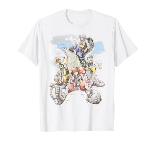 Disney Kingdom Hearts Group Shot Deep Dive Sketch T-Shirt