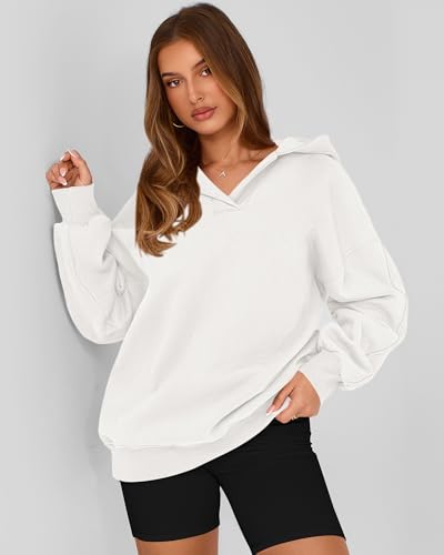 BTFBM Women's Oversized Hoodies Casual Fleece Long Sleeve V Neck Sweatshirts 2025 Trendy Fall Outfits Winter Clothes