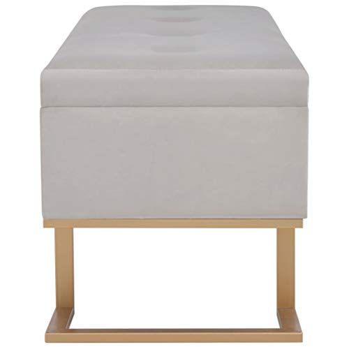 Banc avec compartiment de rangement gris en velours de 105 cm pour couloir et salon - 5