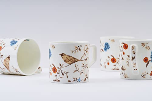 Image of GOLDEN QUEEN'S Bone China Microwave Safe Coffee & Tea Cups - Set of 6 | Perfect for Daily Use | 200 ml - Birdsong