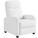 Yaheetech Recliner Armchair Single Padded Seat Boucle Fabric Sofa Lounge Home Living Room Theater Adjustable Leg Rest and Reclining Functions White
