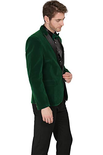 MAGE MALE Men's 2 Piece Velvet Suit Peak Lapel One Button Slim Fit Tuxedo Blazer Party Dinner Jacket & Pants3