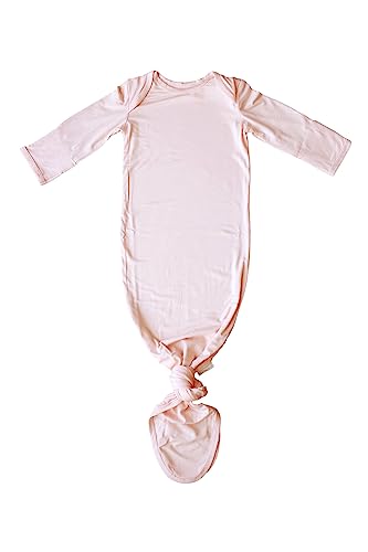 Image of Marlowe & Co Knotted Newborn Baby Gown, Ultra Soft Knotted Sleeper Gown for Baby Boy and Girl (0-3 Months, Blush Pink)