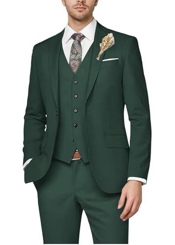 3 Piece Suits for Wedding Men Suit Regular Fit Groomsmen Suits Single Breasted One Button Blazer Vest Pants Sets
