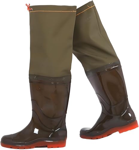 Outdoor Hip Waders for Men Women, Waterproof Insulated Fishing BootfootWader, Wading Boots with Cleated Outsole (9.5)
