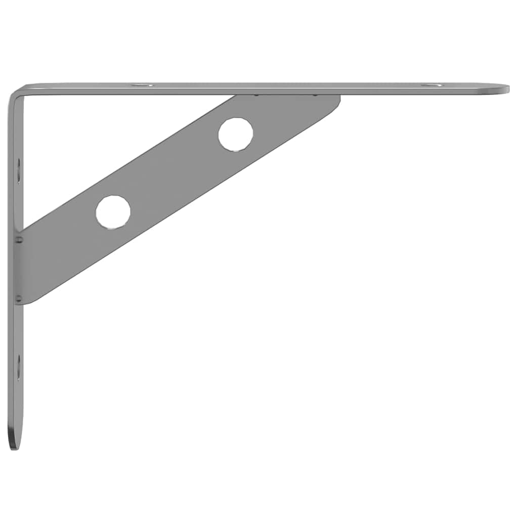 Soportes para estantes de acero inoxidable, 4 unidades, 15 x 2,5 x 11,5 cm, plateados, con tornillos y tacos para estante de pared, consola de pared, estante colgante, ahorra espacio y