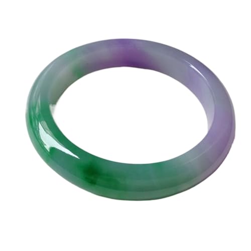 紫罗兰冰糯款式老坑阳绿飘花翡翠（ Natural Jade Bangle Bracelet Good Luck Wealth Bracelet With Box ） 手镯春带彩缅甸玉石镯子-Chu Wen Sheng2549