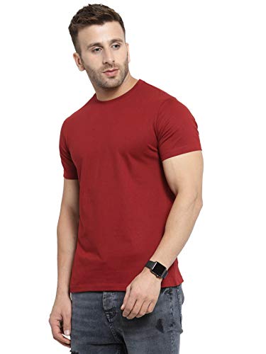 Image of Scott International Biowash T-Shirts for Men's & Boys- Round Neck, Half Sleeves, Cotton, Regular Fit, Stylish, Branded Solid Plain Tshirt for Men- Ultra Soft, Comfortable, Lightweight T-Shirt Maroon
