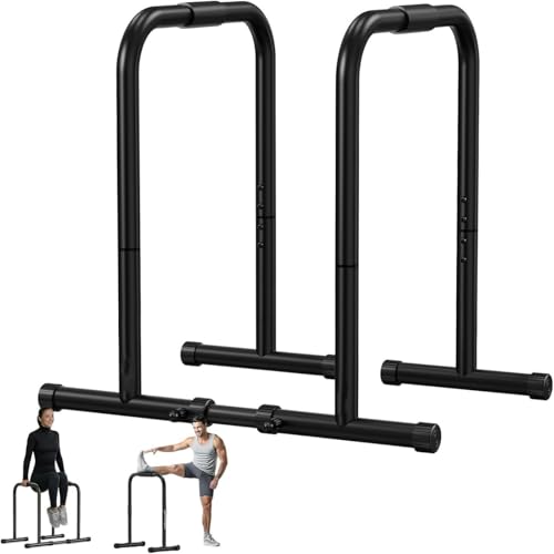Adjustable Dip Bar Station Heavy Duty Parallette & Parallel Bars 400LBS Stable Dip Stands for Home Gym Calisthenics & Upper Body Workout Equipment