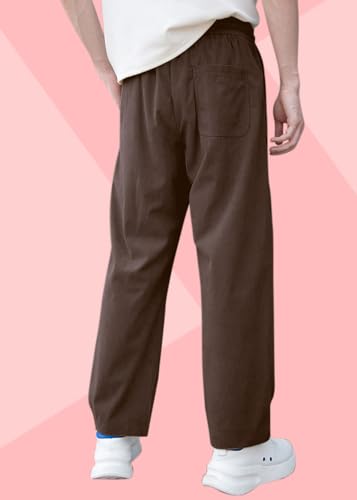 Image of Men's Self Design Corduroy Track Pants - Mid Rise, Flexi Waist, Ankle Length