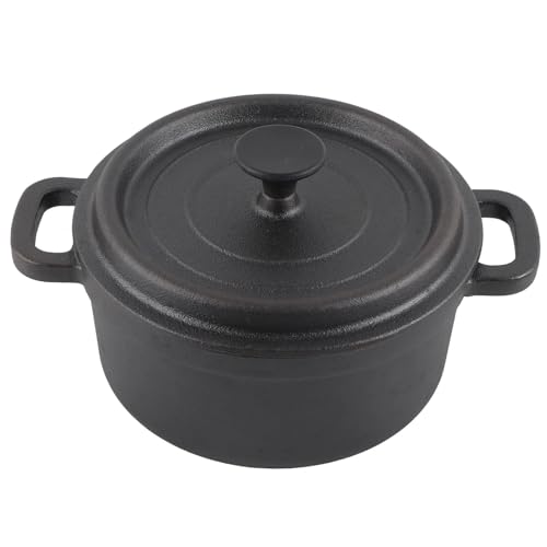 Cacerola Cazuelas Horno Doble Estilo Tradicional Mango Engrosado Aislamiento Olla De Cocina De Hierro Fundido Con Tapa para Cocinas(20cm)