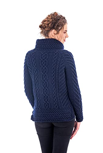 Image of SAOL Aran Irish Sweater for Women - Made of 100% Merino Wool - Ireland Fisherman Cable Knit Ladies Pullover