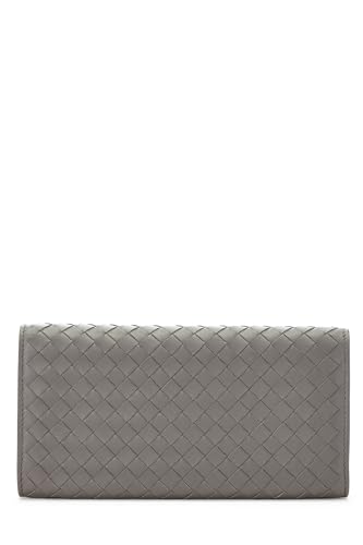 Pre-Loved Grey Intrecciato Continental Wallet, Grey3