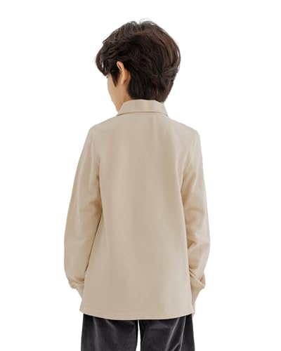 CUNYI Boys Long Sleeve Pique Polo Shirt School Uniform Button Closure Kids Golf Tops Cotton4