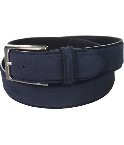 Tasso Elba Men's Faux-Suede Belt (Dark Blue, M)