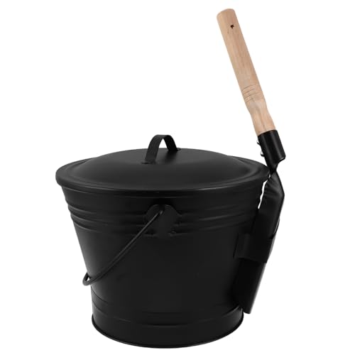 TOGEVAL Seau à Cendres en Métal avec Pelle pour Foyer Extérieur, Capacité Grosse, Résistant la Chaleur, Seau de Cheminée Multifonction pour Nettoyage et Stockage Sûr des Braises