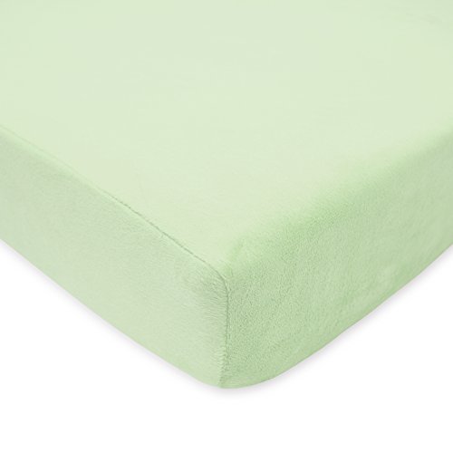 Image of TL Care Heavenly Soft Chenille Fitted Crib Sheet 28" x 52", Warm and Cozy Neutral Chenille Sheet, Celery, for Boys and Girls, Fits Crib and Toddler Bed mattresses