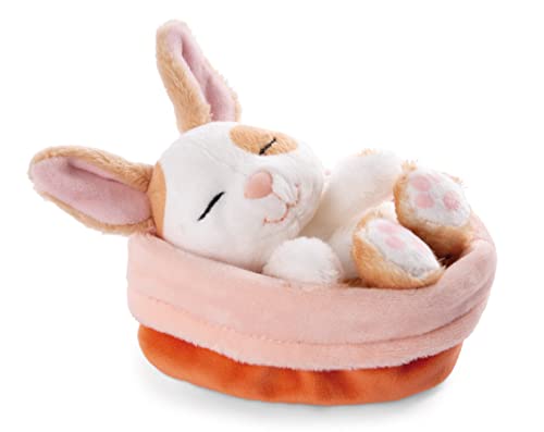 NICI Soft Toy Sleeping Pets Bunny caramel dotted in peach basket 12cm, 12 cm - Image 2